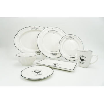 Embossed porcelain dinner set with decal